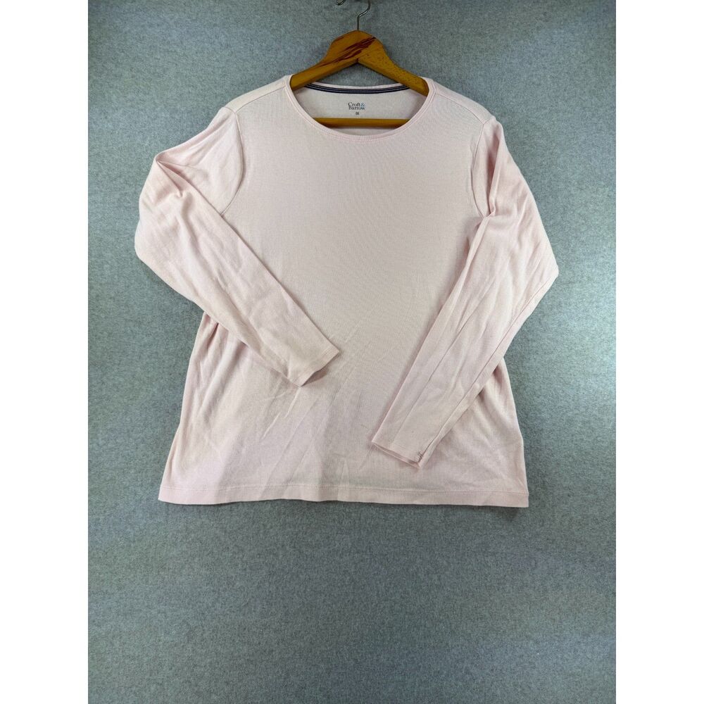 Croft & Barrow Women’s 0X Light Pink 100% Cotton Long Sleeve Classic Tee 3660